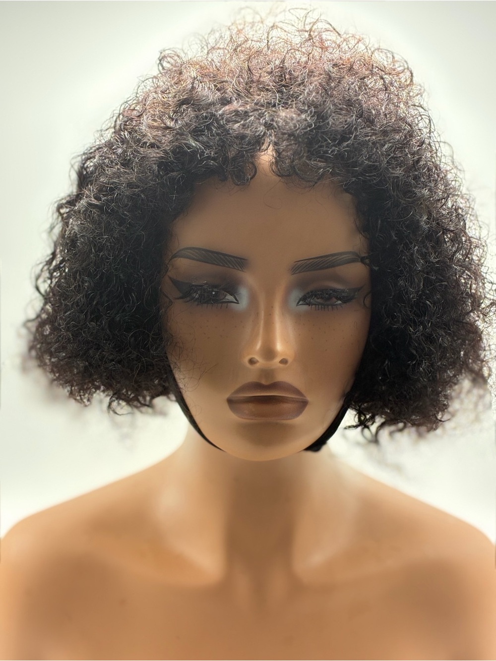 Short Curly Bob Wig in Deep Brown - Natural Volume.  Synthetic